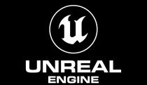 Unreal Engine logo in white lettering over a black background