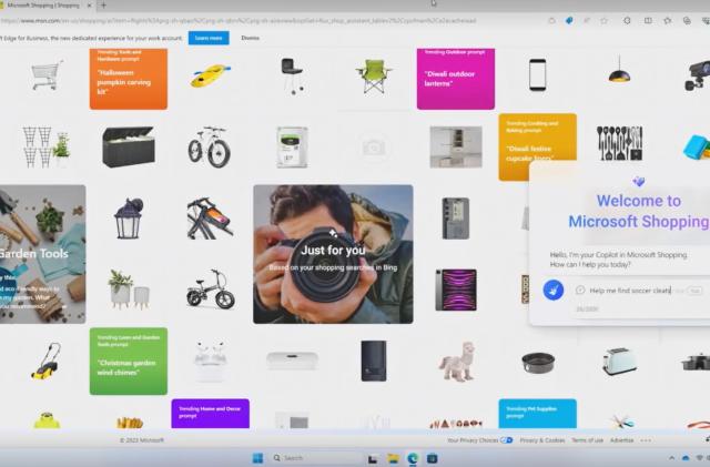 A screenshot of the Microsoft Shopping webpage powered by Copilot AI.