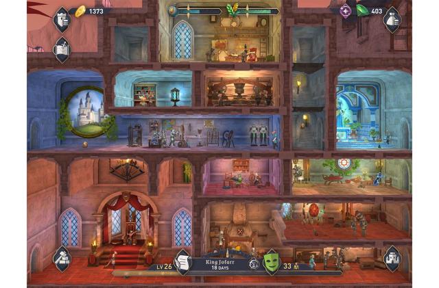 Gameplay marketing still from ‘The Elder Scrolls: Castles.’ Cross-section view, showing various rooms of the castle with dwellers helming their stations.