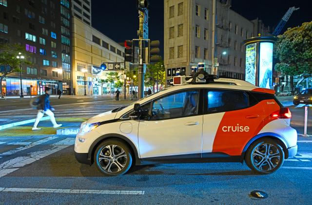 SAN FRANCISCO, CA, UNITED STATES - JULY 24: A Cruise, which is a driverless robot taxi, is seen during operation in San Francisco, California, USA on July 24, 2023. The self-driving service of âCruiseâ, the autonomous vehicle company owned by General Motor, is thought to be a step towards wider commercial deployment of a long-promised autonomous alternative to ride-hailing services such as Uber or Lyft in the US. 
